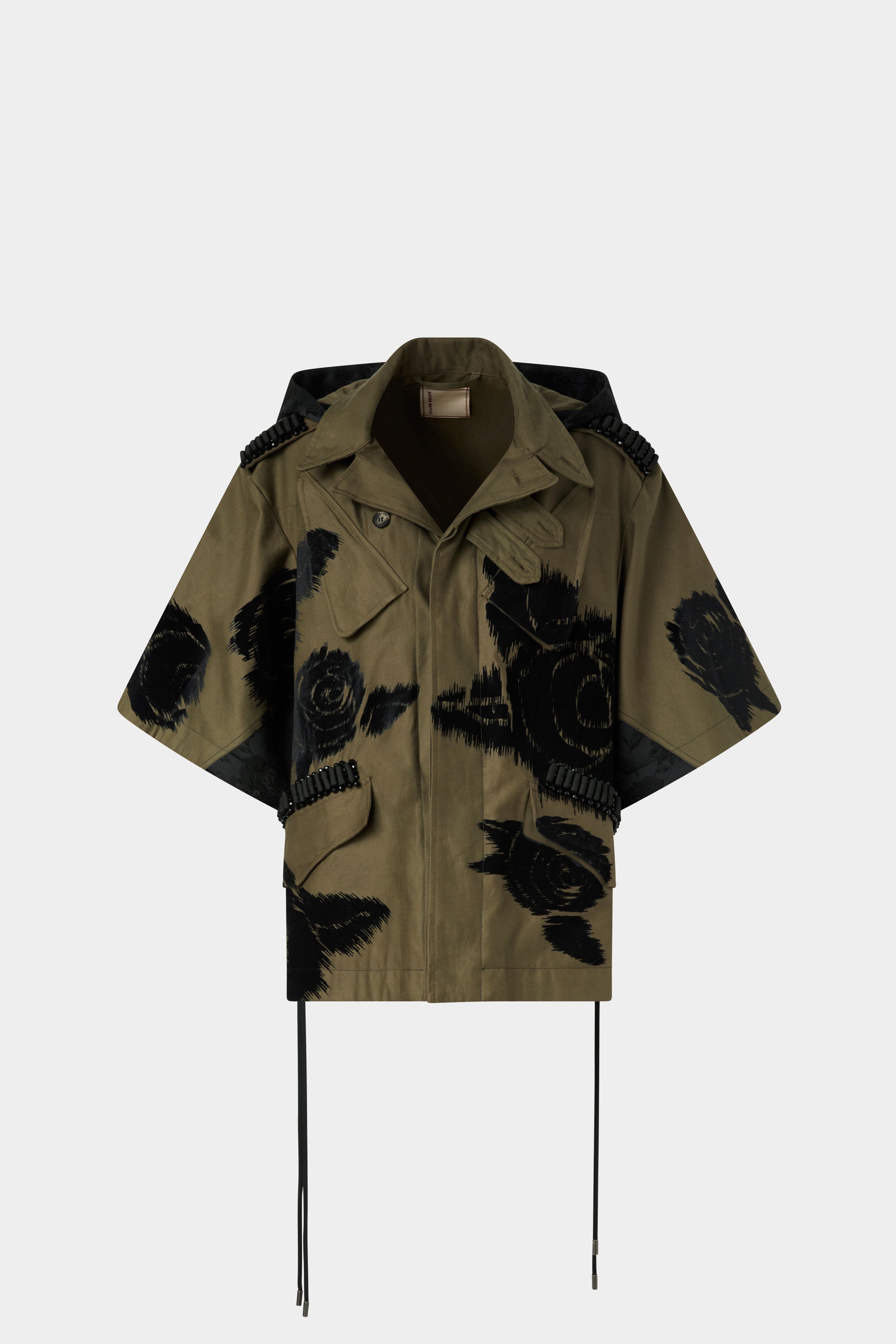 Parka with Floral Velvet Appliqué